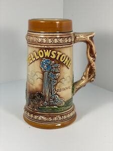 Tasse à bière Yellowstone Old Faithful Stein 71/2 pouces haute tasse japonaise vintage