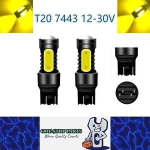 2 x T20 7443 12v Yellow Dual Brightness LED 5smd COB super Bright (2pcs) - Picture 1 of 8