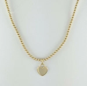 JCM Jacmel Sterling Silver 20" Flexible Gold Beaded Chain Heart Pendant 16g - Picture 1 of 9