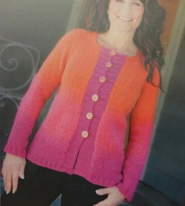 Knit One Crochet Too Knitting Pattern Tequila Sunrise Cardigan 35-50 - Picture 1 of 1