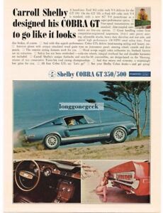 1968 Ford Shelby Cobra GT 500 Blue At The Beach Vintage Ad 