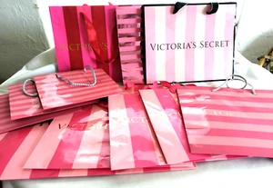 Victoria's Secret 11 Classic Shopping Gift Bags Iconic Stripes Gifting 3 sizes - Picture 1 of 7