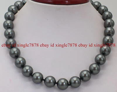 Enorme collar de perlas naturales de 14 mm concha negra del Mar del Sur 16-28" Foto 1 de 4