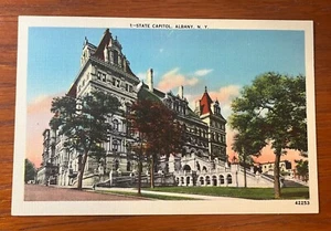 Albany New York State Capitol Building Beautiful USA NY Vintage Postcard Linen - Picture 1 of 2