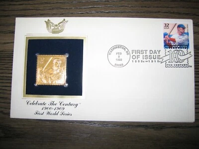 Primera Serie Mundial Béisbol Réplica Celebrar Siglo Oro Estampilla Cubierta Dorado Foto 1 de 3