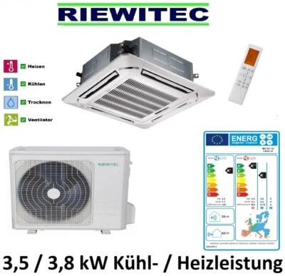 Deckeneinbaukassette R32 Inverter Klimaanlage  RIEWITEC, (3,5 / 3,8 KW), A++ - Bild 1 von 4