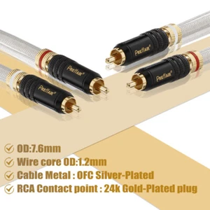 Preffair HiFi Audio Signal Cable Silver Plated OFC RCA Cables Gold Plated Plugs - Picture 1 of 12