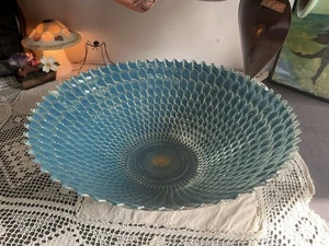 Pfau blau opalisierend rund 12" Spirale geripptes Muster Herzstück Servieren - Bild 1 von 7