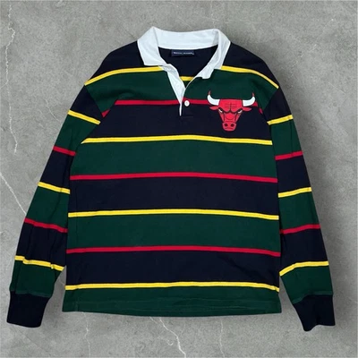 NBA Remo Blazers Chicago Bulls Polo Rugby Talla Grande Rayas Colorblock Camisa Foto 1 de 4