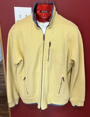 J.L. POWELL Jacket Mens Size XL Lined Heavy Sweatshirt Full Zip Yellow Blue - Image 1 of 4