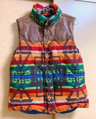 Chaleco De Colección Polo Ralph Lauren Nativo Suroeste Lana Cuero Plumón Talla S ¡RARO! Foto 1 de 4
