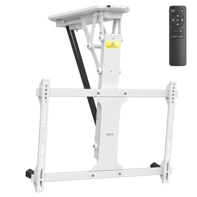 Soporte de TV de techo inclinado abatible motorizado eléctrico blanco, pantalla de 32" a 70" Foto 1 de 4