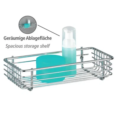 WENKO Ablage Chrom Aufbewahrung Korb Regal Gäste WC Bad Accessoires 25x6x12cm - Bild 1 von 4