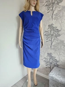 Diva Catwalk Cobalt Blue New Ruched Knee Length Dress Size 12 Rrp £95 - Picture 1 of 5