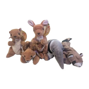 90's TY beanie babies W/ Tags- Lot Of 5 - Ringo, Ants, Nuts, Sly, Pouch - Picture 1 of 7
