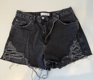 TopShop Womens Shorts Size US 10 Ash Black Mom Distressed Jeans Shorts Cut Off - Picture 1 of 6