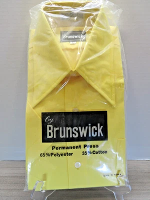 Camisa para hombre Brunswick vintage años 70 SS grande nueva amarilla #1 Foto 1 de 4