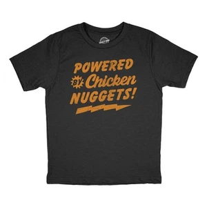 Youth Funny T Shirts Powered By Chicken Nuggets Sarcastic Food Graphic Novelty - Picture 1 of 7