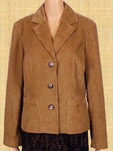 FIRST ISSUE by LIZ CLAIBORNE size L Jrs. tan corduroy blazer 100% cotton DC only - Picture 1 of 17