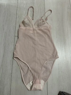 Vintage INTIMAGE Bodysuit Teddy Sz 32 Small 1960s 1970s Pink Mesh - Image 1 of 4