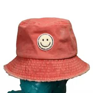 David and Young Smiley Face 100% Cotton Factory Distressed Lined Red One Size - Bild 1 von 13