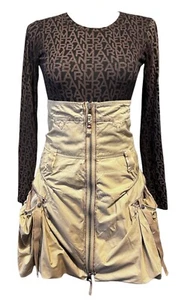 Jupe taille haute beige top marron noir imprimé Marithé et François Girbaud - Imagen 1 de 12