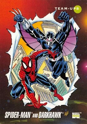SPIDER-MAN & DARKHAWK / 1992 Marvel Universe Series 3 (Impel) BASE Card #81 - Image 1 of 2