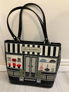 Lulu Guinness limited edition handbag embroidered handcrafted + black patent - Picture 1 of 2