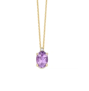 Collana Miluna Donna Oro Giallo 9 kt Ametista Ovale e diamanti _CLD4837X - Foto 1 di 1