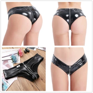 Sissy Women PVC Leather Latex Wet Look Briefs Short Lingerie Bikini Underwear - Picture 1 of 23