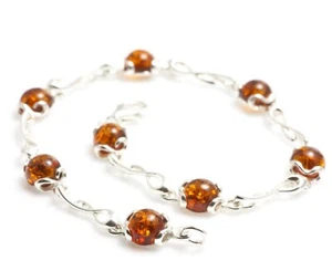 NATURAL BALTIC AMBER Jewellery STERLING SILVER 925 BRACELET Certified & GIFT BOX - Picture 1 of 8