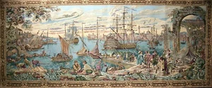 Tapestry Wall hanging the port of Venice in the 16th century made in Italy - Picture 1 of 1