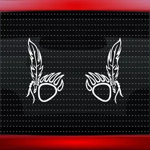 Bear Paw #14 Pair Native American Car Decal Window Sticker Feather (20 COLORS!) - Picture 1 of 1