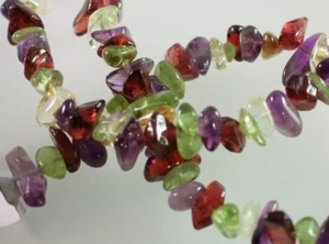 1 Strand Amethyst, Peridot, Citrine, Aquamarine Gemstone MIX Chip Beads * - Picture 1 of 5