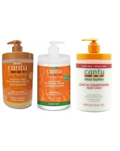 Cantu Shea Butter Shampoo, Conditioner & Leave-In Conditioner 25oz Bundle - Picture 1 of 9