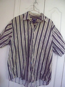 XL XLarge HONORS  Navy Wine Gray Stripe VINTAGE Button Cotton Mens Shirt - Picture 1 of 2