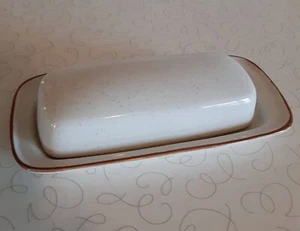 Vintage Covered Butter Dish Autumn Collection Sanibel Brown Stripe MCM Japan - Picture 1 of 4