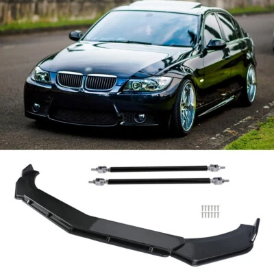 For BMW E90 E92 E93 325i Carbon Fiber Front Bumper Lip Spoiler 2pcs Strut Rods Foto 1 de 4