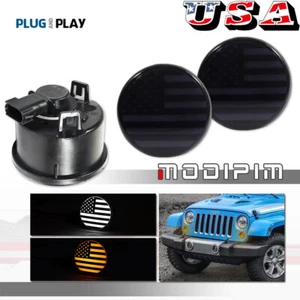 For 2007-18 Jeep Wrangler JK Switchback LED DRL w/Turn Signal Lights US Flag Kit - Picture 1 of 10