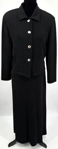 Positive Attitude Womens Maxi Dress Long Sleeve Jacket Set Large Black Knit - Picture 1 of 14