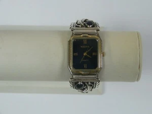 NATIVE QUARTZ STERLING SILVER BLACK ONYX WRIST WATCH - Picture 1 of 7
