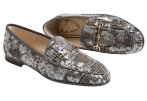 Nuovo mocassino Sam Edelman Loraine Gold Bit Spring grigio paillettes multicolore taglia 7,5 - Foto 1 di 14