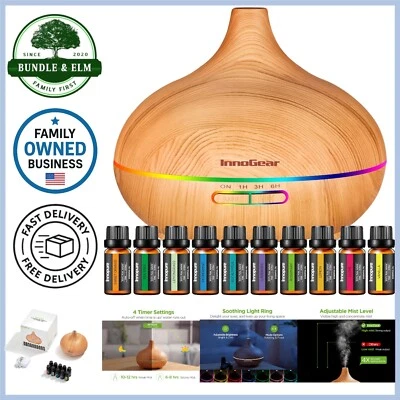 Aromatherapy Diffuser Essential Oils Set 400ml Ultrasonic Humidifier Large Room - Image 1 of 4