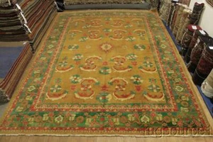 Gold/ Green Wool Heriz Palace Size Hand-made Dining Room Rug Area Carpet 13x18 - Picture 1 of 20