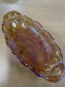 Vidrio de carnaval vintage ámbar - girasol relish caramelo servir - Imagen 1 de 11