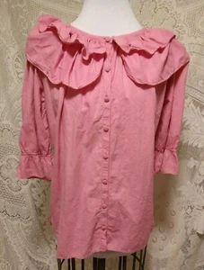 Vintage Pinotnoir Ruffled Pink Peasant Ruffled Shirt 1960s/70s - Picture 1 of 10