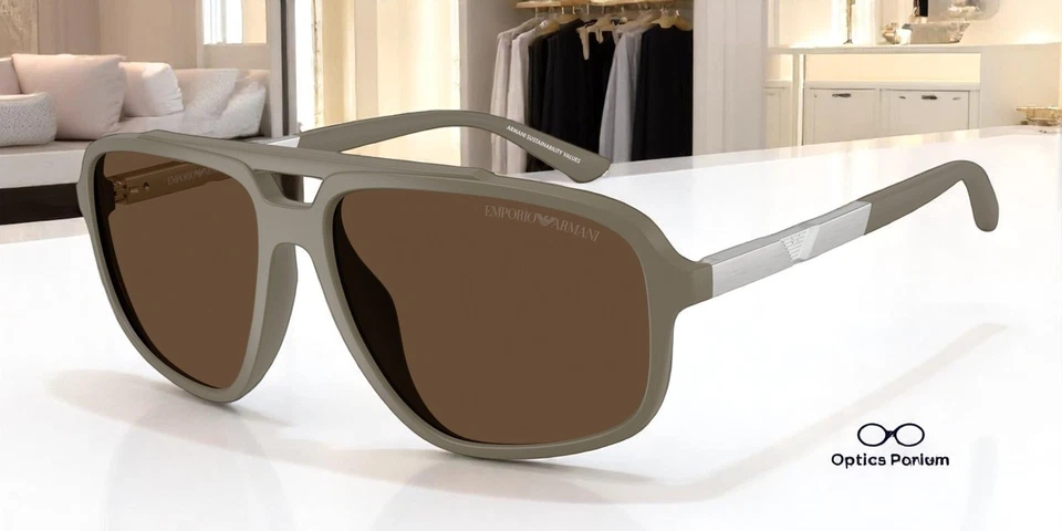 Gafas de sol para hombre EMPORIO ARMANI EA4236U 543773 beige mate marrón oscuro 59 mm Foto 1 de 2