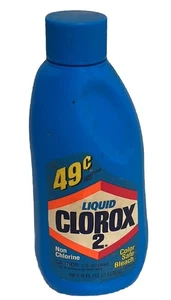 Vintage 1988 flüssiges CLOROX 2 ~ farbsicheres Bleichmittel ~ 8 Unzen Flasche ~ voll ~ eingestellt ** LESEN ** - Bild 1 von 5
