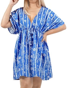 LA LEELA Women's Mini Beach Tropical Dress Swimsuit V Neck Tops Cover Ups for - Picture 1 of 3