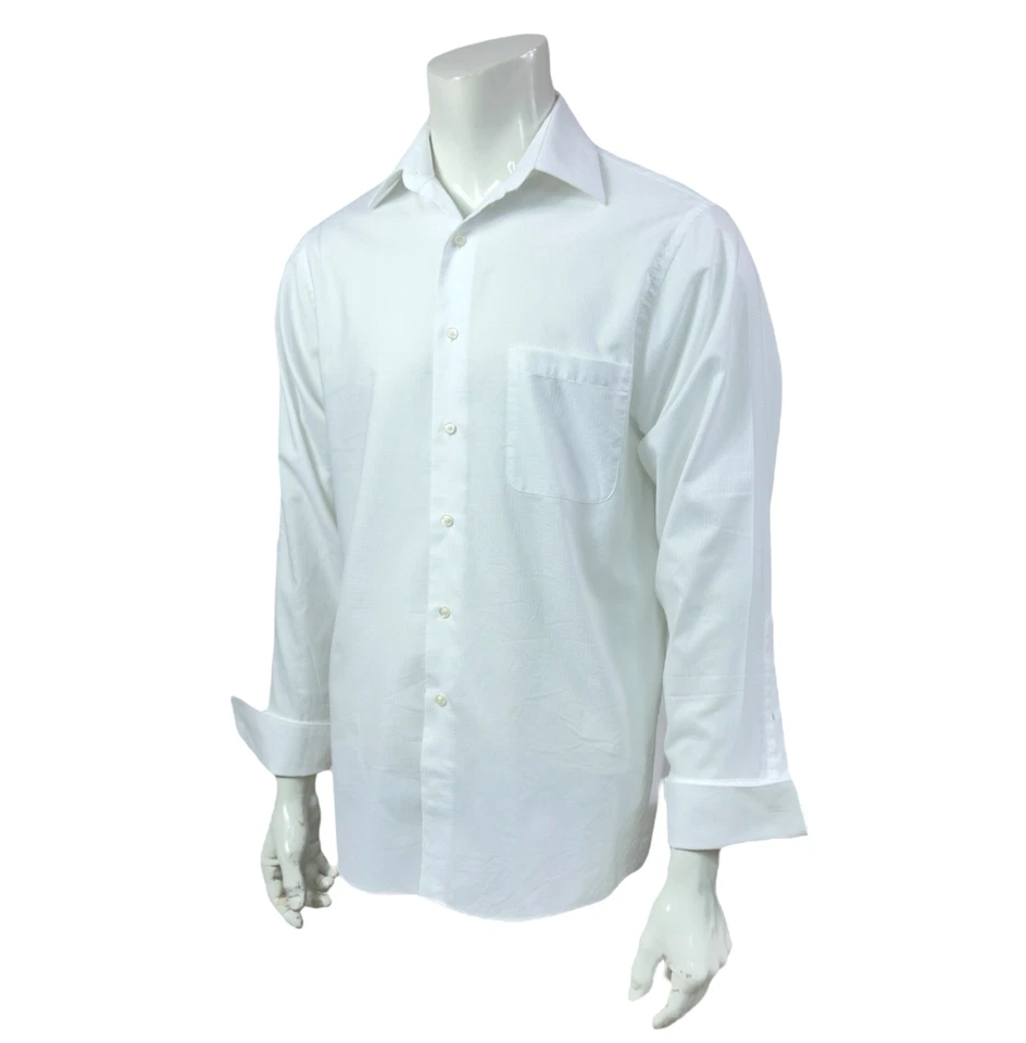 Camisa de vestir Geoffrey Beene para hombre M blanca 15,5 32/33 mezcla de algodón sin arrugas Foto 1 de 4